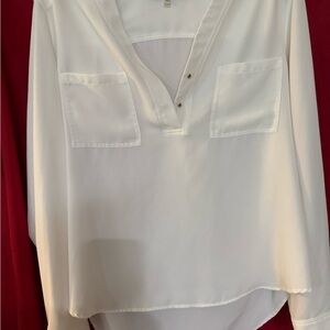 Nine West Classic WHITE Blouse SZ L Long sleeve